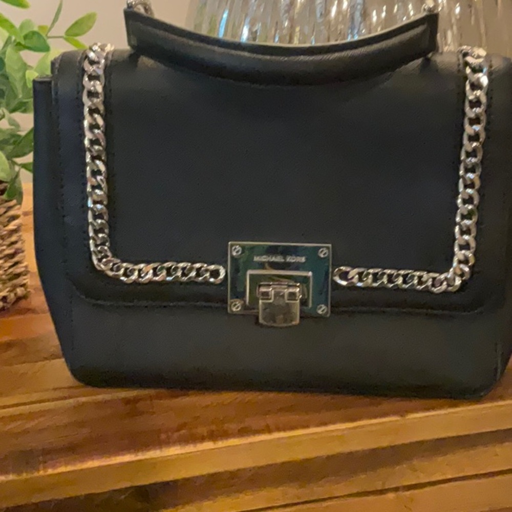 Michael Kors Black Silver Chain Shoulder Bag
